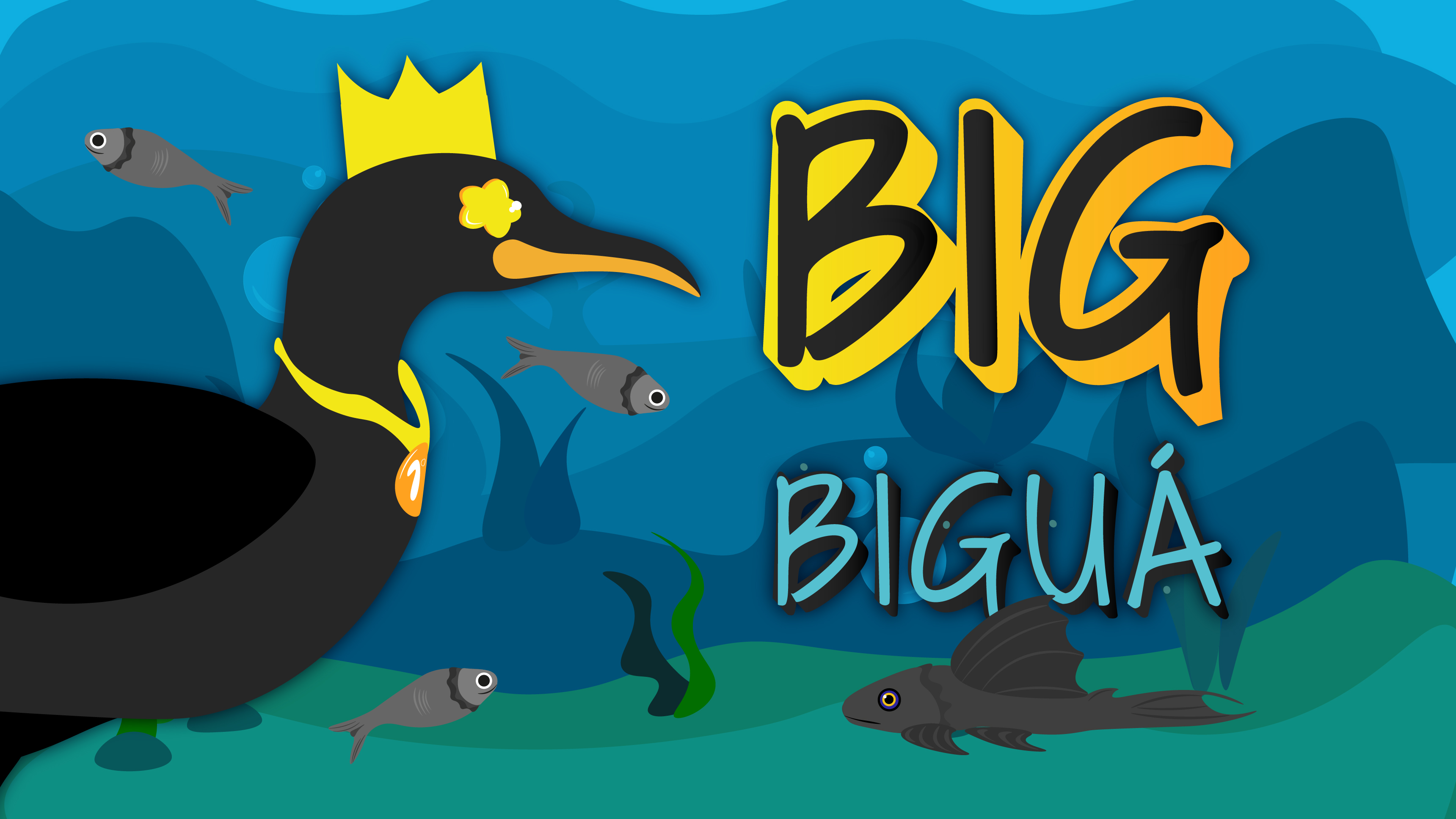 Big Biguá — jogo com uma ave mergulhando para capturar peixes